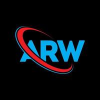 logotipo arw. carta ar. design de logotipo de carta arw. iniciais arw logotipo ligado com círculo e logotipo monograma maiúsculo. tipografia arw para marca de tecnologia, negócios e imóveis. vetor