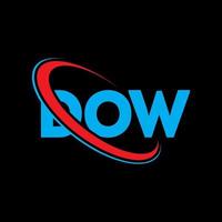 logotipo dow. carta dow. design de logotipo de letra dow. iniciais do logotipo da dow ligadas com o logotipo do monograma em letras maiúsculas e círculo. tipografia dow para marca de tecnologia, negócios e imóveis. vetor