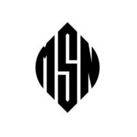 design de logotipo de carta de círculo msn com forma de círculo e elipse. letras de elipse msn com estilo tipográfico. as três iniciais formam um logotipo circular. msn círculo emblema abstrato monograma carta marca vetor. vetor