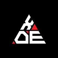 design de logotipo de letra de triângulo xoe com forma de triângulo. monograma de design de logotipo de triângulo xoe. modelo de logotipo de vetor xoe triângulo com cor vermelha. xoe logotipo triangular logotipo simples, elegante e luxuoso.