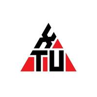 design de logotipo de letra de triângulo xtu com forma de triângulo. monograma de design de logotipo de triângulo xtu. modelo de logotipo de vetor de triângulo xtu com cor vermelha. xtu logotipo triangular logotipo simples, elegante e luxuoso.