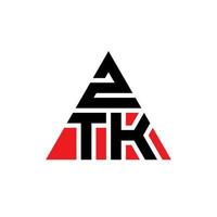 design de logotipo de letra de triângulo ztk com forma de triângulo. monograma de design de logotipo de triângulo ztk. modelo de logotipo de vetor de triângulo ztk com cor vermelha. logotipo triangular ztk logotipo simples, elegante e luxuoso.