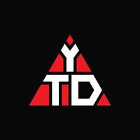 ytd design de logotipo de letra de triângulo com forma de triângulo. monograma de design de logotipo de triângulo ytd. modelo de logotipo de vetor triângulo ytd com cor vermelha. ytd logotipo triangular logotipo simples, elegante e luxuoso.