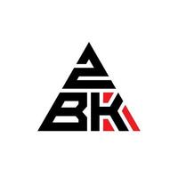 design de logotipo de letra de triângulo zbk com forma de triângulo. monograma de design de logotipo de triângulo zbk. modelo de logotipo de vetor de triângulo zbk com cor vermelha. logotipo triangular zbk logotipo simples, elegante e luxuoso.