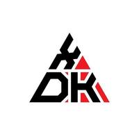 design de logotipo de letra de triângulo xdk com forma de triângulo. monograma de design de logotipo de triângulo xdk. modelo de logotipo de vetor de triângulo xdk com cor vermelha. logotipo triangular xdk logotipo simples, elegante e luxuoso.