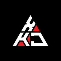 design de logotipo de letra de triângulo xkj com forma de triângulo. monograma de design de logotipo de triângulo xkj. modelo de logotipo de vetor de triângulo xkj com cor vermelha. logotipo triangular xkj logotipo simples, elegante e luxuoso.