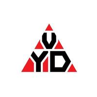 design de logotipo de letra de triângulo vyd com forma de triângulo. monograma de design de logotipo de triângulo vyd. modelo de logotipo de vetor de triângulo vyd com cor vermelha. logotipo triangular vyd logotipo simples, elegante e luxuoso.