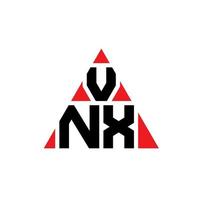 design de logotipo de letra de triângulo vnx com forma de triângulo. monograma de design de logotipo de triângulo vnx. modelo de logotipo de vetor de triângulo vnx com cor vermelha. logotipo triangular vnx logotipo simples, elegante e luxuoso.