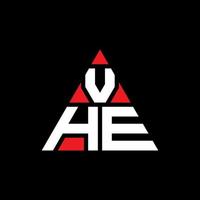 vhe design de logotipo de letra triangular com forma de triângulo. monograma de design de logotipo de triângulo vhe. modelo de logotipo de vetor de triângulo vhe com cor vermelha. vhe logotipo triangular logotipo simples, elegante e luxuoso.