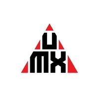 design de logotipo de letra de triângulo umx com forma de triângulo. monograma de design de logotipo de triângulo umx. modelo de logotipo de vetor umx triângulo com cor vermelha. logotipo triangular umx logotipo simples, elegante e luxuoso.
