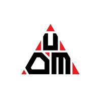 design de logotipo de letra de triângulo uom com forma de triângulo. monograma de design de logotipo de triângulo uom. modelo de logotipo de vetor de triângulo uom com cor vermelha. uom logotipo triangular logotipo simples, elegante e luxuoso.