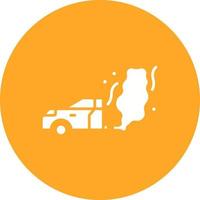ícone de fundo do círculo de glifo de poluição do carro vetor