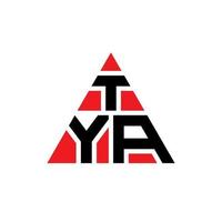 design de logotipo de letra de triângulo tya com forma de triângulo. monograma de design de logotipo de triângulo tya. modelo de logotipo de vetor de triângulo tya com cor vermelha. tya logotipo triangular simples, elegante e luxuoso.