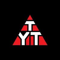 design de logotipo de letra triângulo tyt com forma de triângulo. monograma de design de logotipo de triângulo tyt. modelo de logotipo de vetor triângulo tyt com cor vermelha. tyt logotipo triangular logotipo simples, elegante e luxuoso.