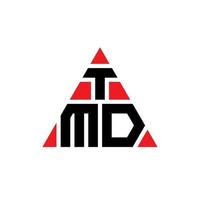 design de logotipo de letra de triângulo tmd com forma de triângulo. monograma de design de logotipo de triângulo tmd. modelo de logotipo de vetor de triângulo tmd com cor vermelha. logotipo triangular tmd logotipo simples, elegante e luxuoso.