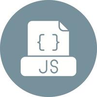 ícone de fundo de círculo de glifo de arquivo javascript vetor