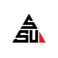 design de logotipo de letra de triângulo ssu com forma de triângulo. monograma de design de logotipo de triângulo ssu. modelo de logotipo de vetor de triângulo ssu com cor vermelha. logotipo triangular ssu logotipo simples, elegante e luxuoso.