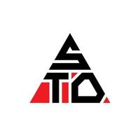 design de logotipo de letra de triângulo sto com forma de triângulo. monograma de design de logotipo de triângulo sto. modelo de logotipo de vetor de triângulo sto com cor vermelha. sto logotipo triangular simples, elegante e luxuoso.