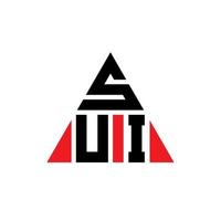 design de logotipo de letra de triângulo sui com forma de triângulo. monograma de design de logotipo de triângulo sui. modelo de logotipo de vetor de triângulo sui com cor vermelha. sui logotipo triangular logotipo simples, elegante e luxuoso.