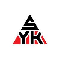 syk design de logotipo de letra de triângulo com forma de triângulo. monograma de design de logotipo de triângulo syk. modelo de logotipo de vetor syk triângulo com cor vermelha. syk logotipo triangular simples, elegante e luxuoso.