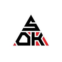 sok design de logotipo de letra triângulo com forma de triângulo. monograma de design de logotipo de triângulo sok. modelo de logotipo de vetor sok triângulo com cor vermelha. sok logotipo triangular logotipo simples, elegante e luxuoso.