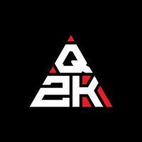 design de logotipo de letra de triângulo qzk com forma de triângulo. monograma de design de logotipo de triângulo qzk. modelo de logotipo de vetor de triângulo qzk com cor vermelha. qzk logotipo triangular logotipo simples, elegante e luxuoso.