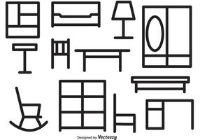 Ícones de vetor de estrutura de mobiliário