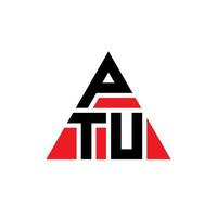 design de logotipo de letra triângulo ptu com forma de triângulo. monograma de design de logotipo de triângulo ptu. modelo de logotipo de vetor de triângulo ptu com cor vermelha. logotipo triangular ptu logotipo simples, elegante e luxuoso.