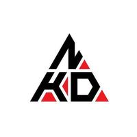 design de logotipo de letra de triângulo nkd com forma de triângulo. monograma de design de logotipo de triângulo nkd. modelo de logotipo de vetor de triângulo nkd com cor vermelha. logotipo triangular nkd logotipo simples, elegante e luxuoso.