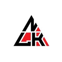 design de logotipo de letra de triângulo nlk com forma de triângulo. monograma de design de logotipo de triângulo nlk. modelo de logotipo de vetor de triângulo nlk com cor vermelha. nlk logotipo triangular logotipo simples, elegante e luxuoso.