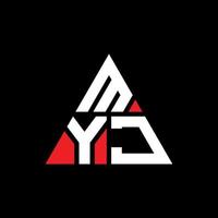 design de logotipo de letra de triângulo myj com forma de triângulo. monograma de design de logotipo de triângulo myj. modelo de logotipo de vetor de triângulo myj com cor vermelha. logotipo triangular myj logotipo simples, elegante e luxuoso.