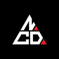 design de logotipo de letra de triângulo ncd com forma de triângulo. monograma de design de logotipo de triângulo ncd. modelo de logotipo de vetor de triângulo ncd com cor vermelha. logotipo triangular ncd logotipo simples, elegante e luxuoso.