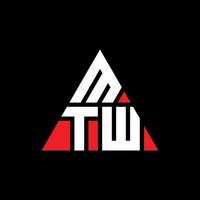design de logotipo de letra de triângulo mtw com forma de triângulo. monograma de design de logotipo de triângulo mtw. modelo de logotipo de vetor de triângulo mtw com cor vermelha. logotipo triangular mtw logotipo simples, elegante e luxuoso.