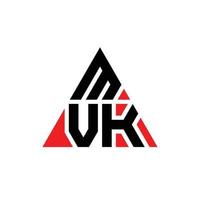 design de logotipo de letra de triângulo mvk com forma de triângulo. monograma de design de logotipo de triângulo mvk. modelo de logotipo de vetor de triângulo mvk com cor vermelha. logotipo triangular mvk logotipo simples, elegante e luxuoso.