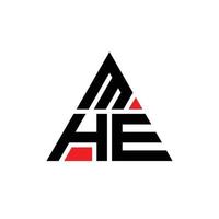 design de logotipo de letra triangular mhe com forma de triângulo. monograma de design de logotipo de triângulo mhe. modelo de logotipo de vetor de triângulo mhe com cor vermelha. mhe logotipo triangular logotipo simples, elegante e luxuoso.
