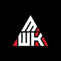 design de logotipo de letra de triângulo mwk com forma de triângulo. monograma de design de logotipo de triângulo mwk. modelo de logotipo de vetor de triângulo mwk com cor vermelha. logotipo triangular mwk logotipo simples, elegante e luxuoso.