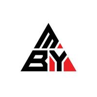 design de logotipo de letra de triângulo mby com forma de triângulo. monograma de design de logotipo de triângulo mby. modelo de logotipo de vetor mby triângulo com cor vermelha. mby logotipo triangular logotipo simples, elegante e luxuoso.