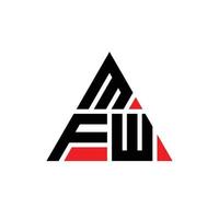 design de logotipo de letra de triângulo mfw com forma de triângulo. monograma de design de logotipo de triângulo mfw. modelo de logotipo de vetor de triângulo mfw com cor vermelha. logotipo triangular mfw logotipo simples, elegante e luxuoso.