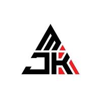 design de logotipo de letra de triângulo mjk com forma de triângulo. monograma de design de logotipo de triângulo mjk. modelo de logotipo de vetor de triângulo mjk com cor vermelha. logotipo triangular mjk logotipo simples, elegante e luxuoso.