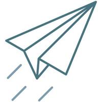 ícone de duas cores de linha de avião de papel vetor