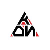 kon design de logotipo de letra triângulo com forma de triângulo. kon triângulo logotipo design monograma. modelo de logotipo de vetor kon triângulo com cor vermelha. kon logotipo triangular simples, elegante e luxuoso.