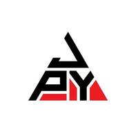 design de logotipo de letra de triângulo jpy com forma de triângulo. monograma de design de logotipo de triângulo jpy. modelo de logotipo de vetor de triângulo jpy com cor vermelha. logotipo triangular jpy logotipo simples, elegante e luxuoso.