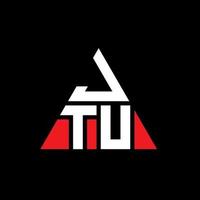 design de logotipo de letra de triângulo jtu com forma de triângulo. monograma de design de logotipo de triângulo jtu. modelo de logotipo de vetor de triângulo jtu com cor vermelha. logotipo triangular jtu logotipo simples, elegante e luxuoso.