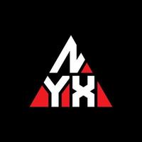 design de logotipo de letra triângulo nyx com forma de triângulo. monograma de design de logotipo de triângulo nyx. modelo de logotipo de vetor de triângulo nyx com cor vermelha. nyx logotipo triangular logotipo simples, elegante e luxuoso.