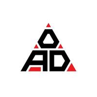 design de logotipo de letra triângulo oad com forma de triângulo. monograma de design de logotipo de triângulo oad. modelo de logotipo de vetor triângulo oad com cor vermelha. logotipo triangular oad logotipo simples, elegante e luxuoso.