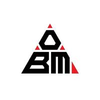 design de logotipo de letra triângulo obm com forma de triângulo. monograma de design de logotipo de triângulo obm. modelo de logotipo de vetor de triângulo obm com cor vermelha. logotipo triangular obm logotipo simples, elegante e luxuoso.