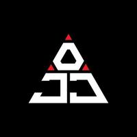 design de logotipo de letra triângulo ojj com forma de triângulo. monograma de design de logotipo de triângulo ojj. modelo de logotipo de vetor ojj triângulo com cor vermelha. ojj logotipo triangular logotipo simples, elegante e luxuoso.