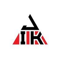 design de logotipo de letra de triângulo jik com forma de triângulo. monograma de design de logotipo de triângulo jik. modelo de logotipo de vetor de triângulo jik com cor vermelha. logotipo triangular jik logotipo simples, elegante e luxuoso.