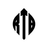 design de logotipo de carta de círculo rtb com forma de círculo e elipse. letras de elipse rtb com estilo tipográfico. as três iniciais formam um logotipo circular. rtb círculo emblema abstrato monograma carta marca vetor. vetor