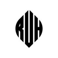 ruh design de logotipo de carta de círculo com forma de círculo e elipse. letras de elipse ruh com estilo tipográfico. as três iniciais formam um logotipo circular. ruh círculo emblema abstrato monograma carta marca vetor. vetor